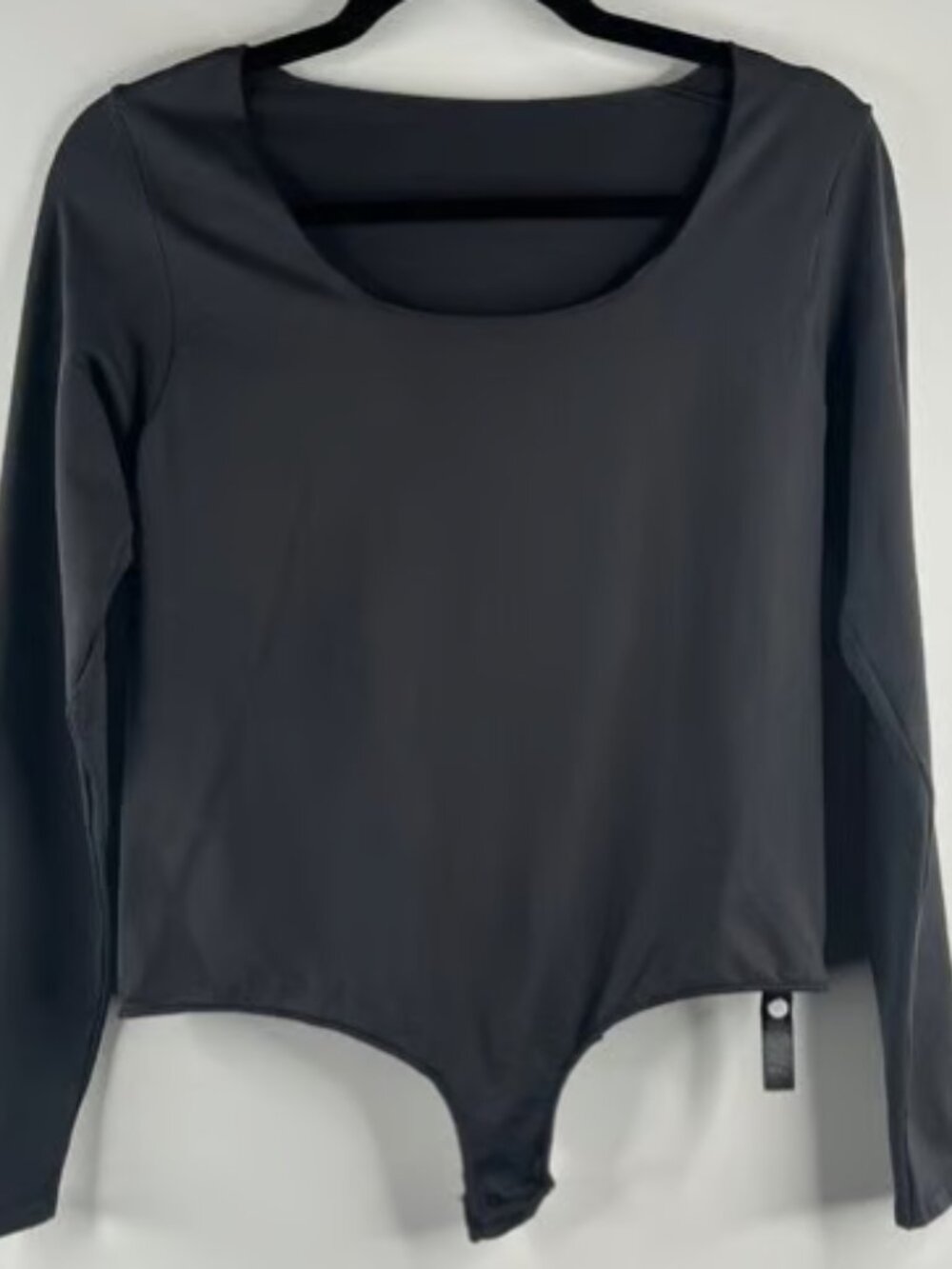 Skims Women's Essential Long Sleeve Scoop Neck Bodysuit Top Shirt Sz 2X/3X Onyx